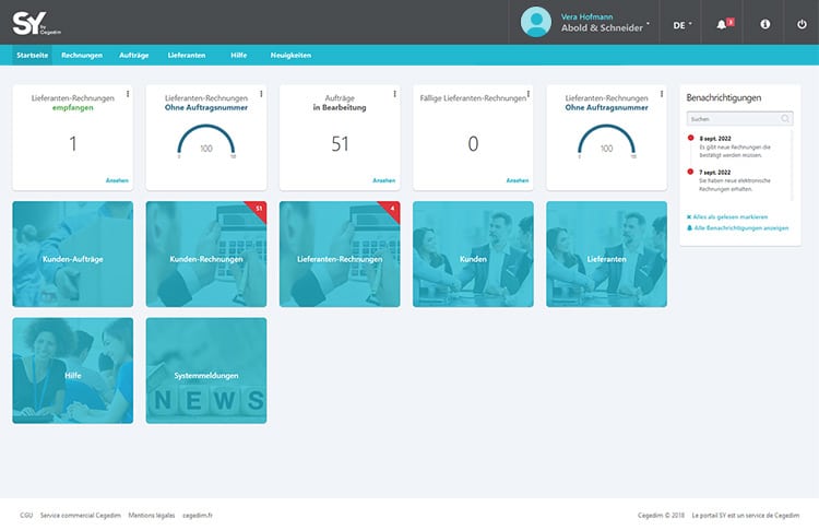 SY Business - Screenshot - Dashboard Lieferantenrechnungen